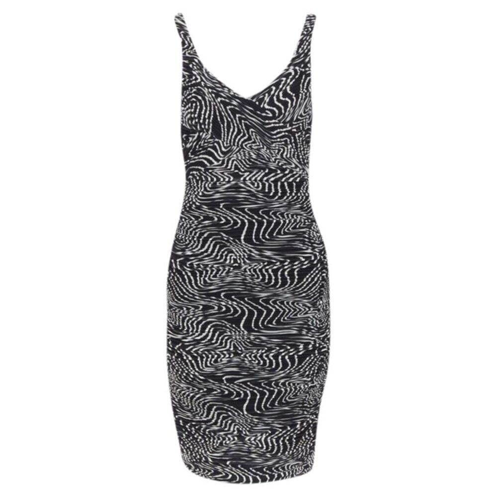 Versace silk swirl print ruche pleated cocktail dress